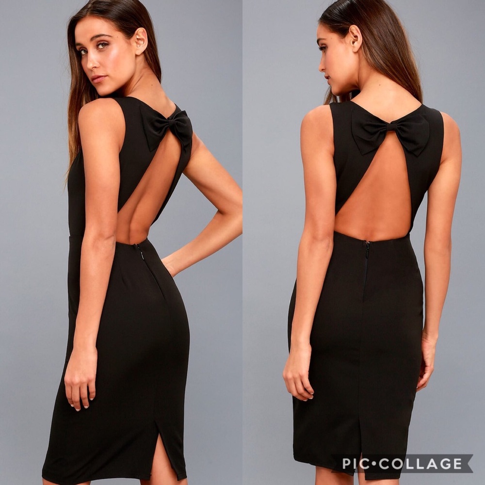 Lulus BE MINE BLACK OPEN BACK MIDI DRESS XS